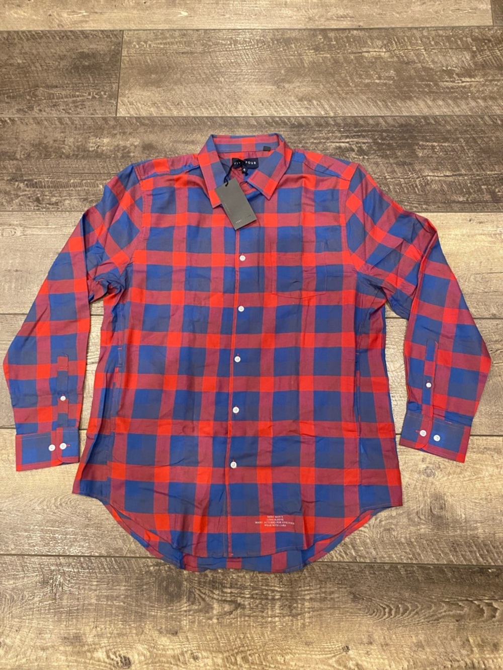 Immanuel (Five Four) Men’s Red & Blue Plaid Button‑Down Shirt – Size XL NWT